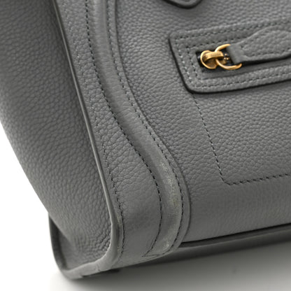 Celine Drummed Calfskin Nano Luggage Kohl 12 of 16
