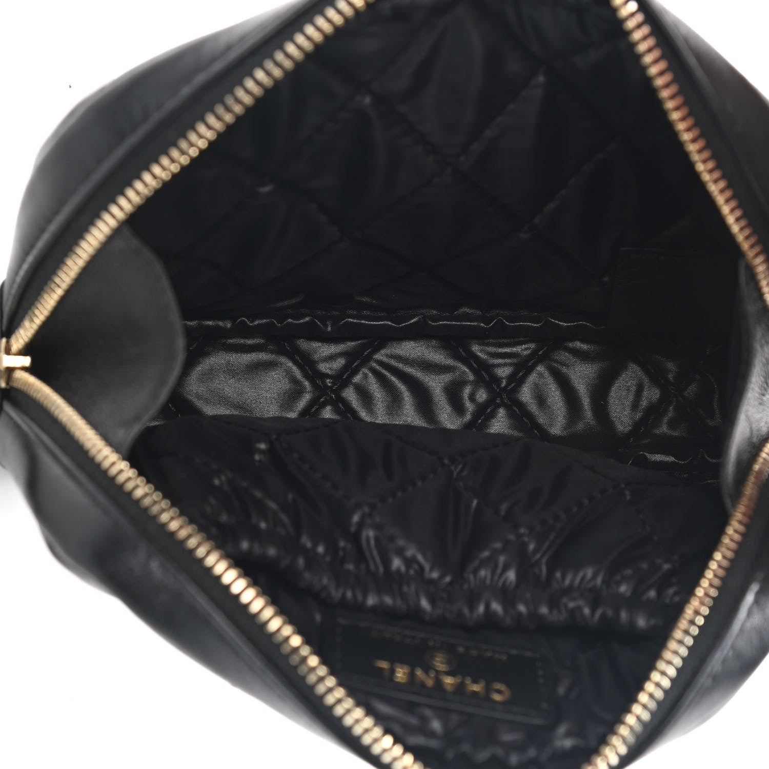 Chanel Lambskin Quilted Small Curvy Pouch Cosmetic Case Black 5 of 10