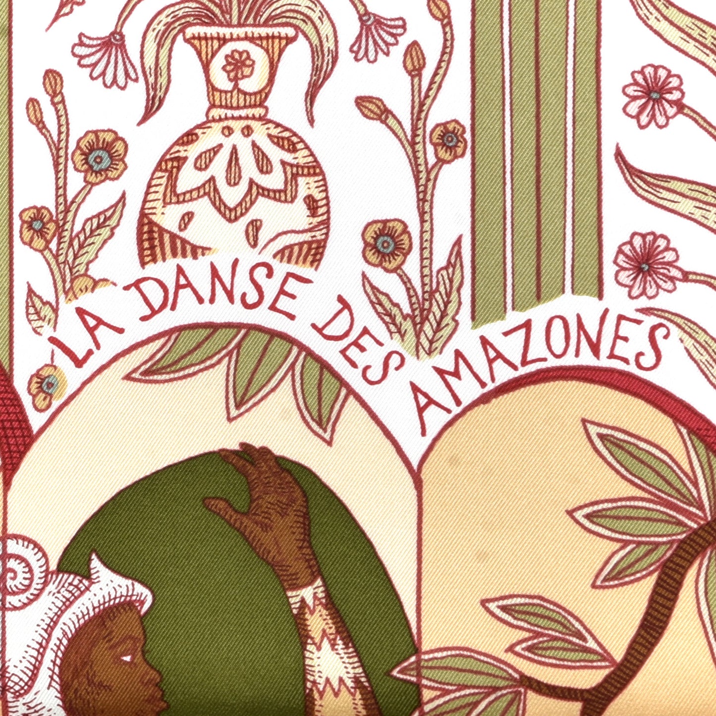 Silk La Danse Des Amazones Scarf 90 Vieux Rose Vert
