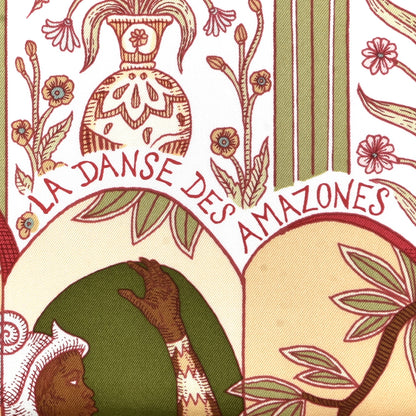 Hermes Silk La Danse Des Amazones Scarf 90 Vieux Rose Vert 2 of 6