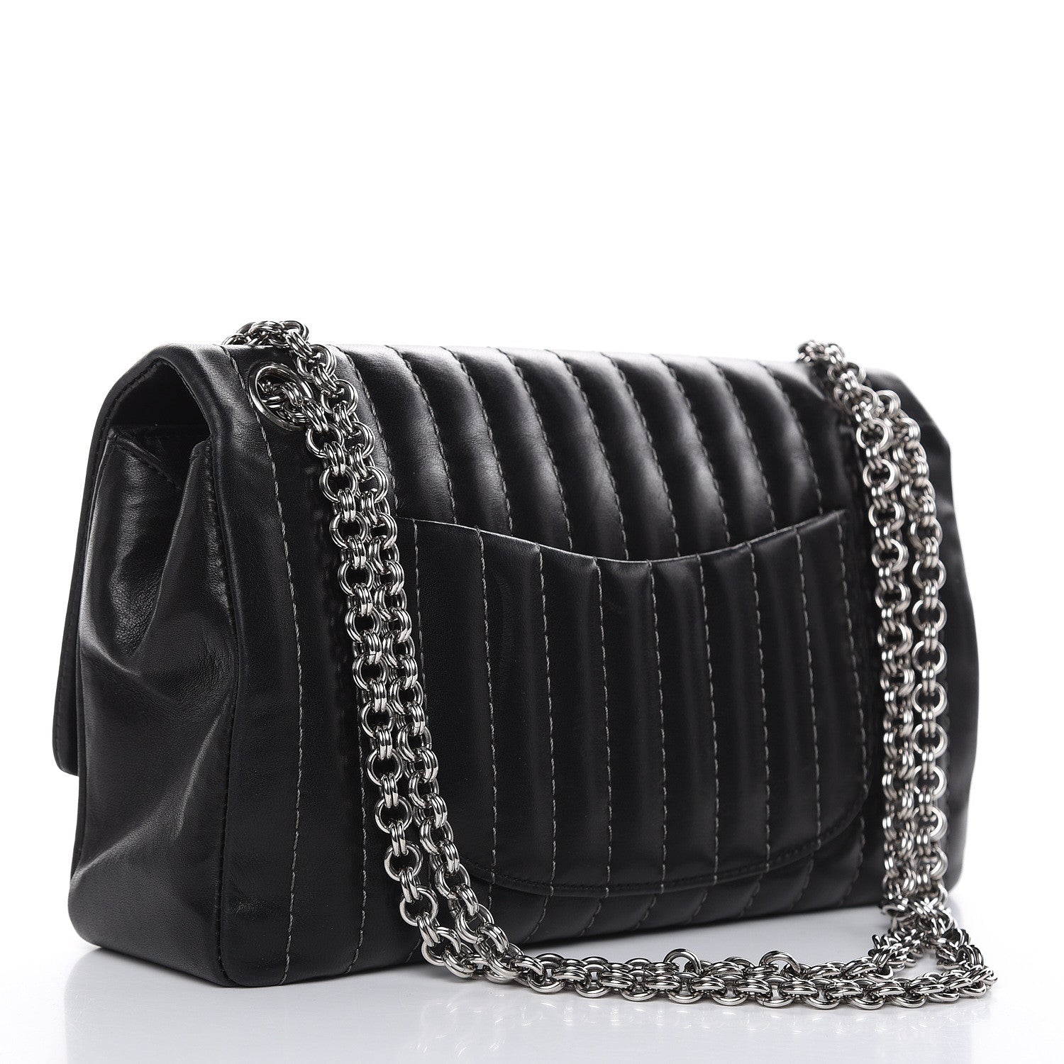 Chanel Lambskin Vertical Quilted Medium Single Flap Black 3 of 17