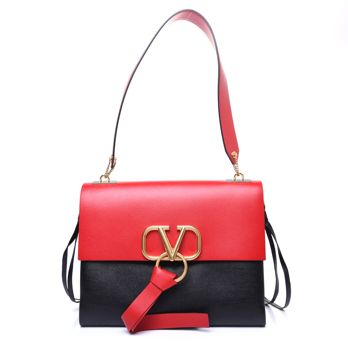 Smooth Calfskin Medium Vring Shoulder Bag Rouge Pur Cerise Black