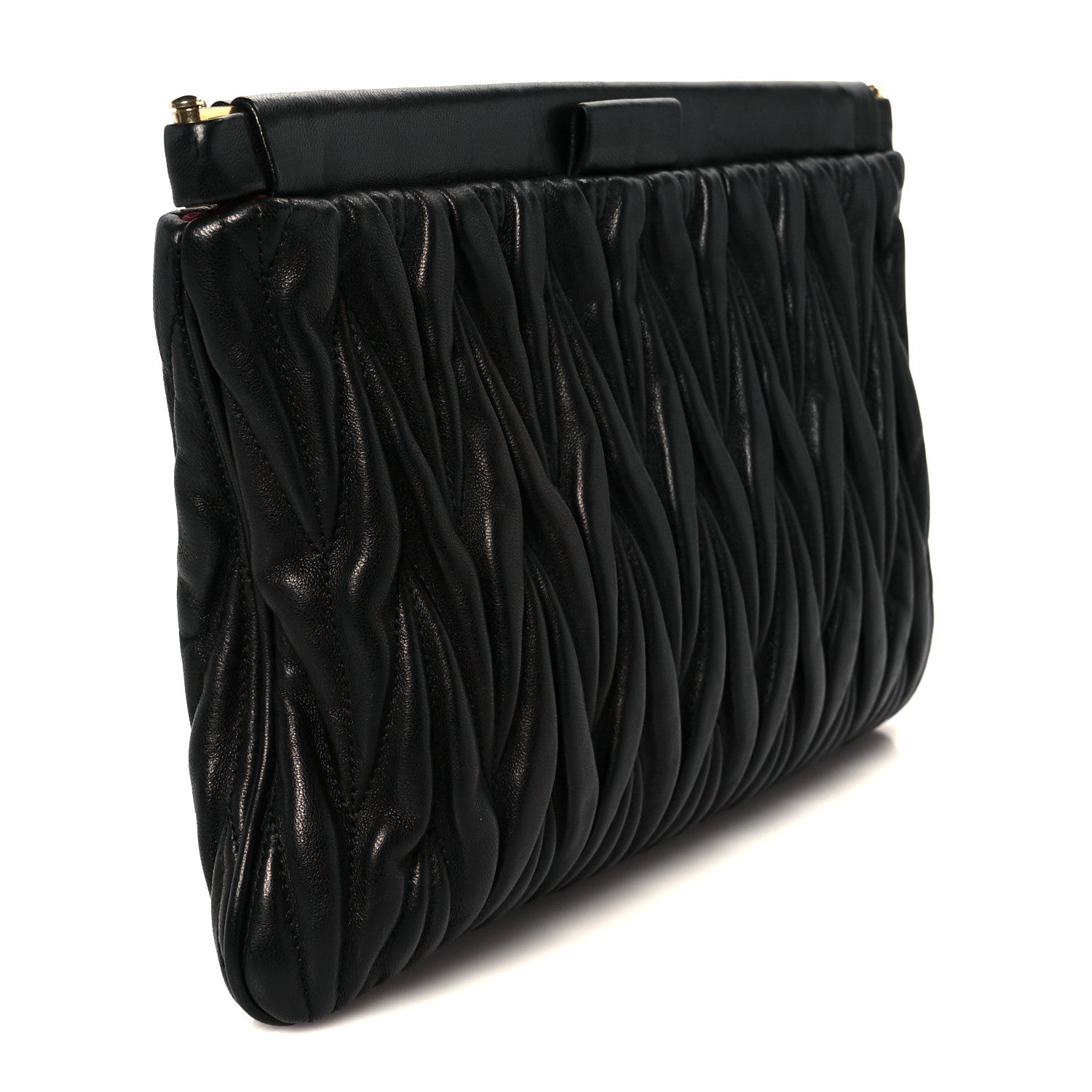 Miu Miu Nappa Matelasse Clutch Black 3 of 9