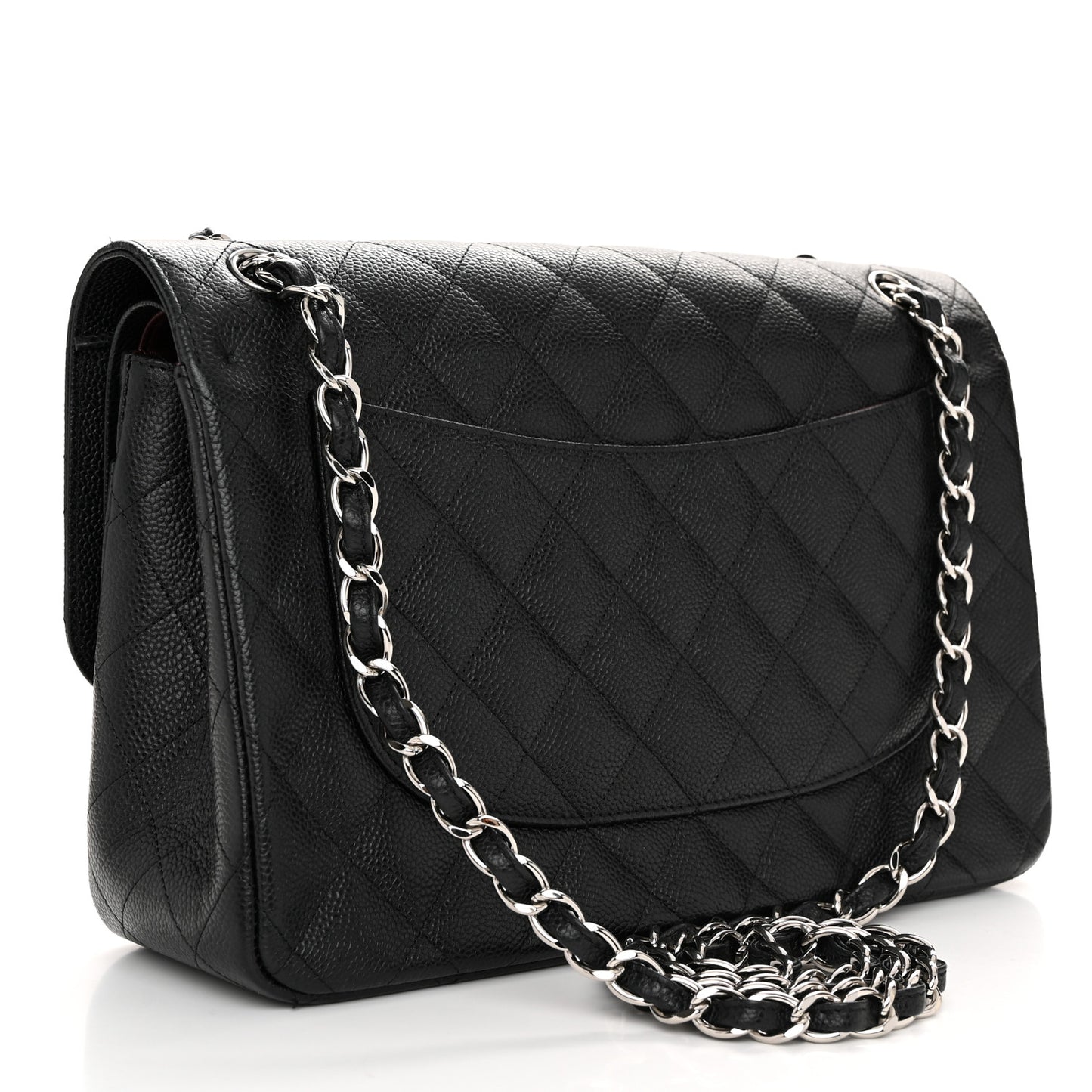 Caviar Quilted Jumbo Double Flap Black