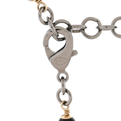 Chanel Pearl Bead Crystal CC Long Necklace Black Gold 5 of 6