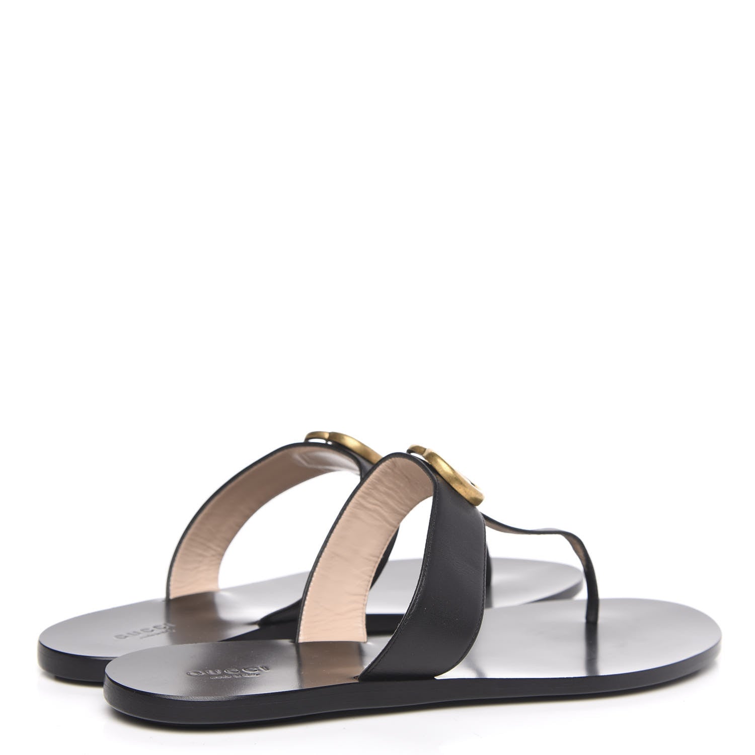 Gucci Calfskin GG Marmont Thong Sandals 42 Black 4 of 8