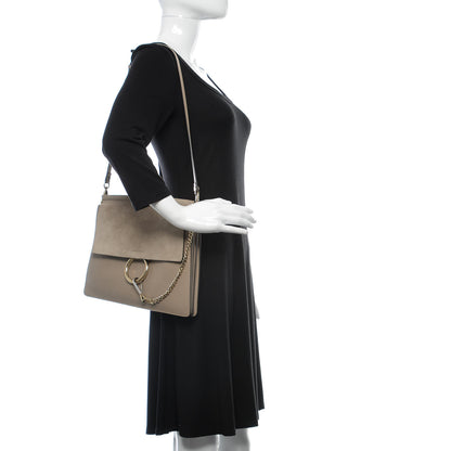 Chloe Calfskin Suede Medium Faye Shoulder Bag Motty Grey 2 of 14