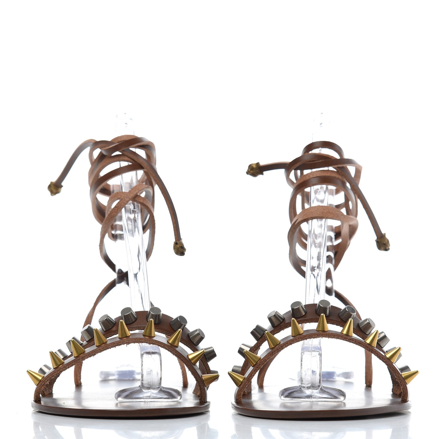 Gucci Calfskin Lace Up Tuscany Leather Mens Gladiator Sandals 10 Brown Cuir 2 of 9