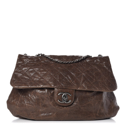 Chanel Grained Calfskin Quilted Maxi Elastic Flap Brown 1 of 10