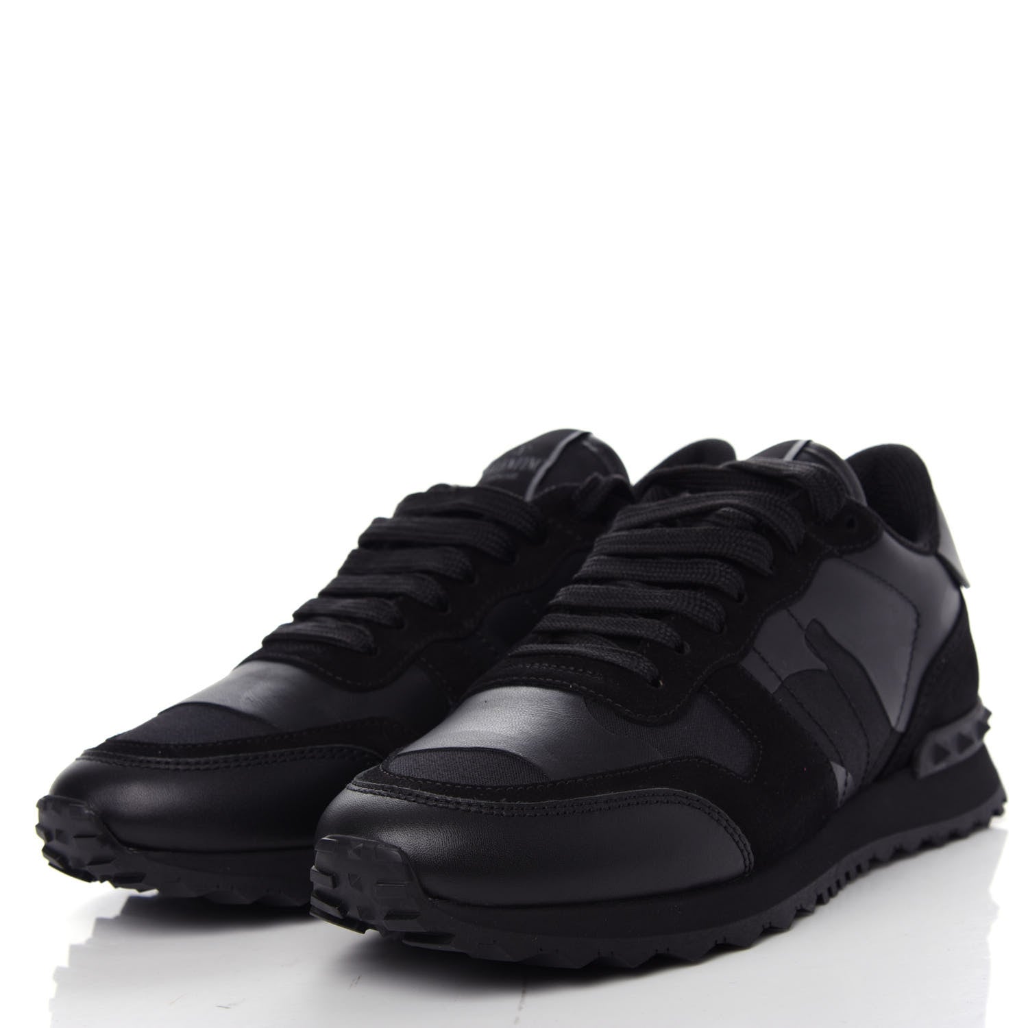 Valentino Garavani Nappa Suede Camouflage Womens Rockrunner Sneakers 38.5 Black 3 of 11