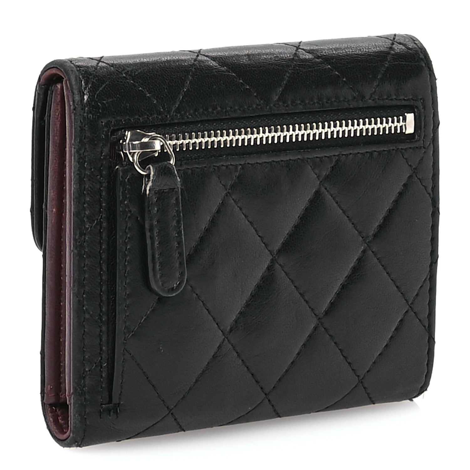 Chanel Lambskin Quilted Compact Flap Wallet Black 3 of 9