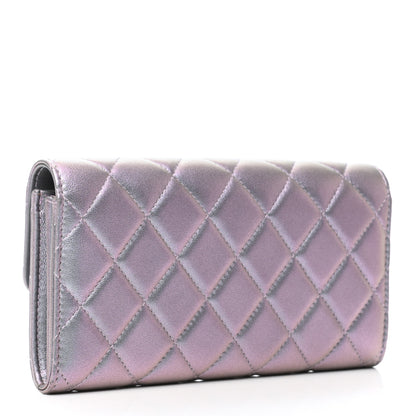 Chanel Iridescent Lambskin Quilted Reissue Large Gusset Flap Wallet Light Purple 3 of 8