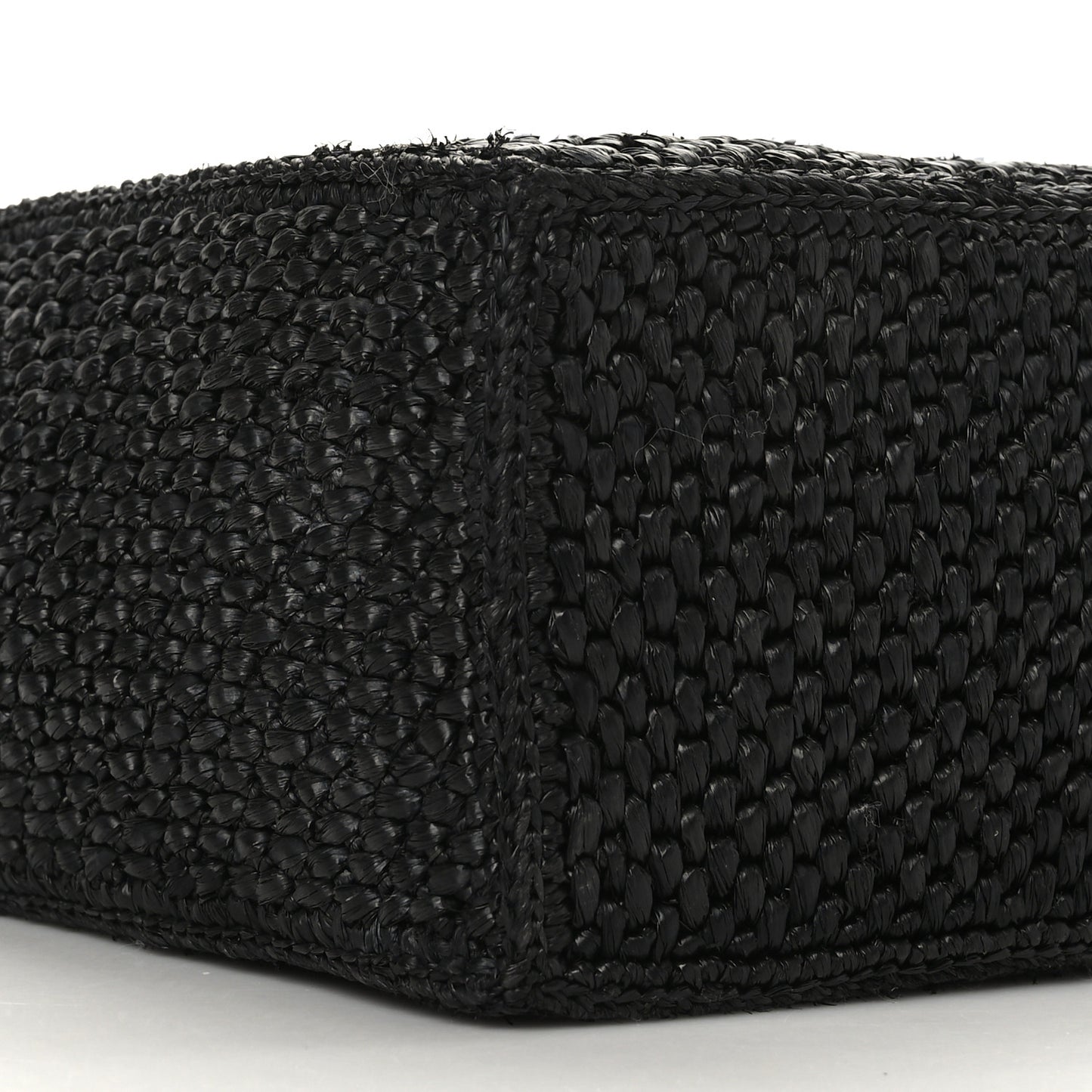 Raffia Small Paula's Ibiza Logo Tote Black White