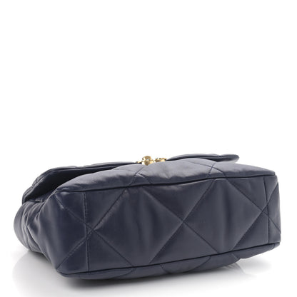 Chanel Lambskin Quilted Large Chanel 19 Flap Navy Blue 4 of 9