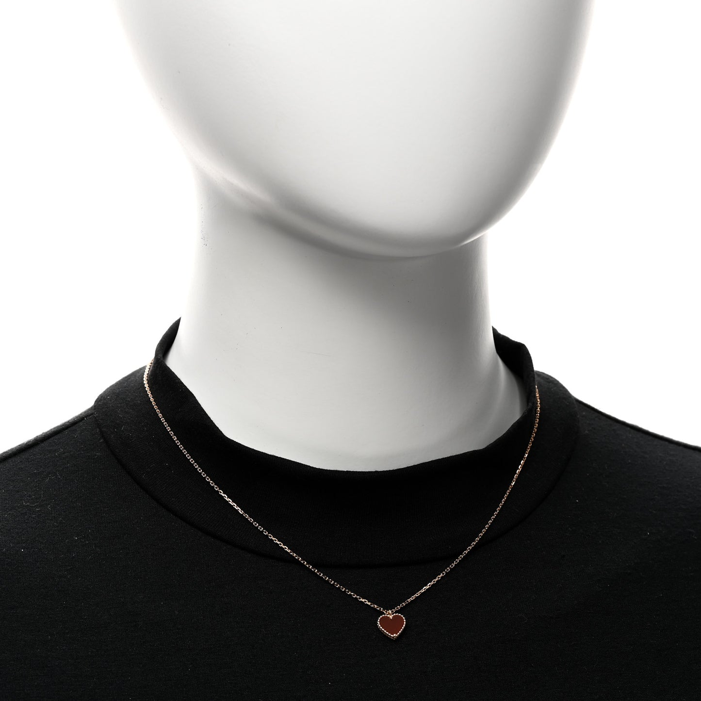 18k Rose Gold Carnelian Sweet Alhambra Heart Pendant Necklace