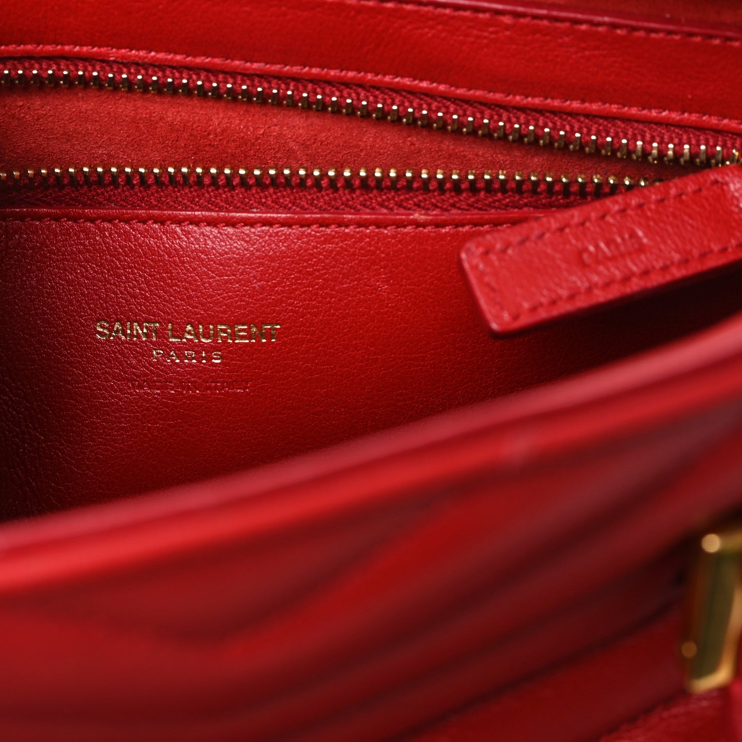 Calfskin Matelasse Chevron Small Monogram Cabas Lipstick Red
