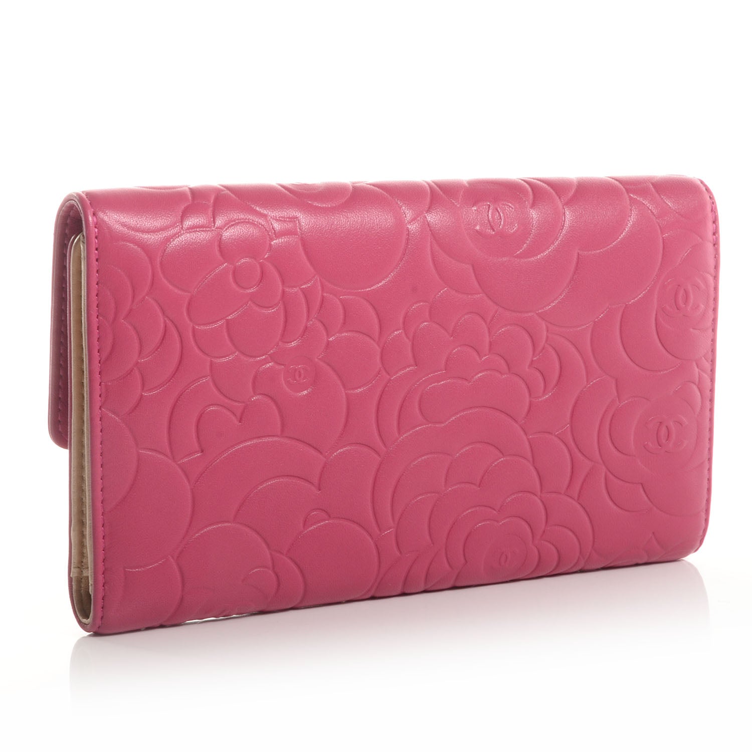 Chanel Lambskin Camellia Large Flap Wallet Fuchsia 3 of 9