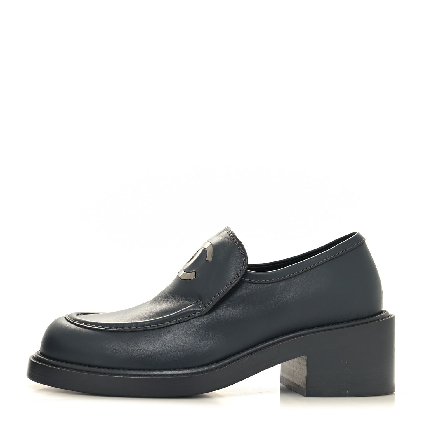 Calfskin CC Platform Loafers 38 Grey