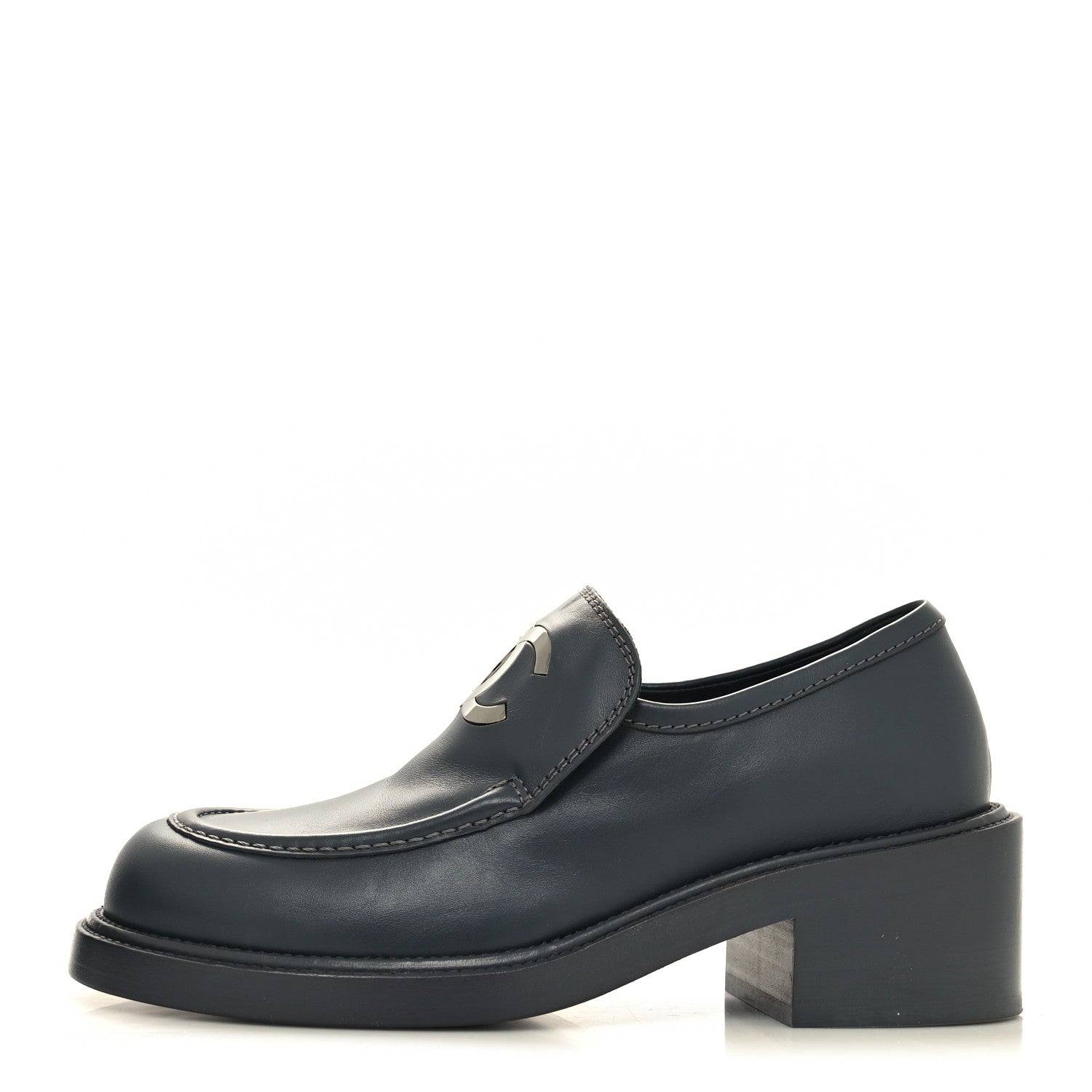 Chanel Calfskin CC Platform Loafers 38 Grey 1 of 8