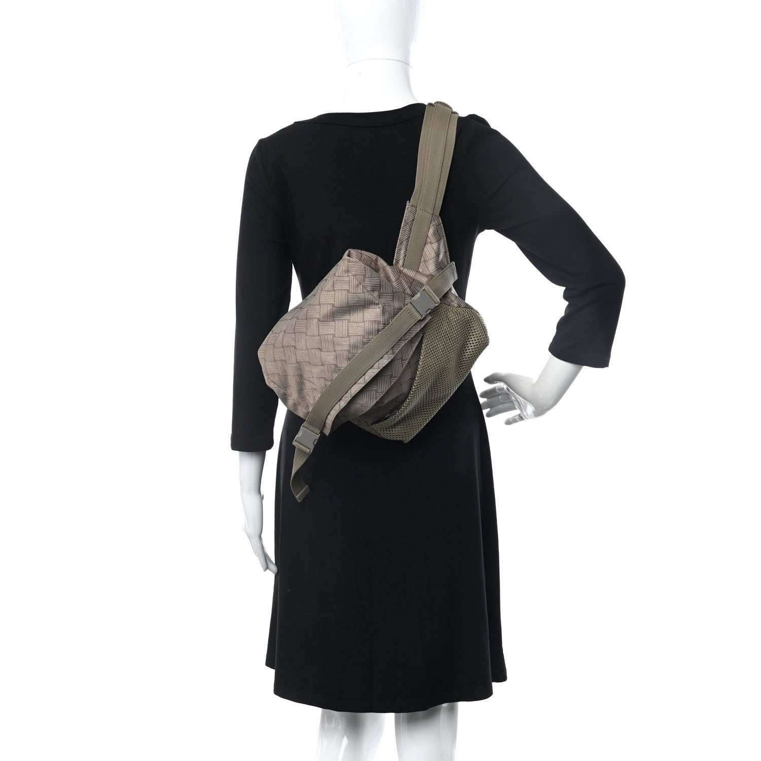 Bottega Veneta Jacquard Mesh Trekking Folding Belt Bag Tan 2 of 10