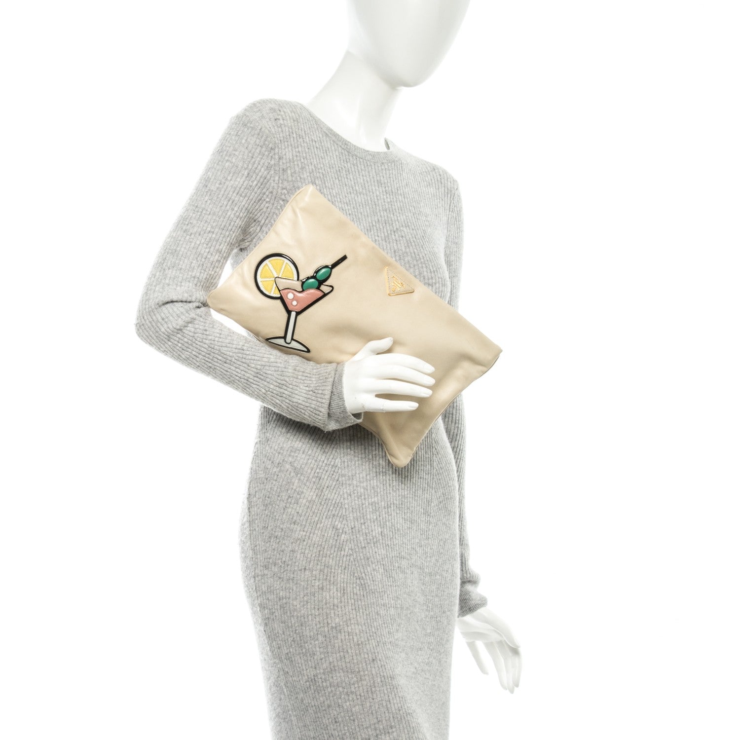 Prada Nappa Martini Zip Clutch Cera 2 of 10