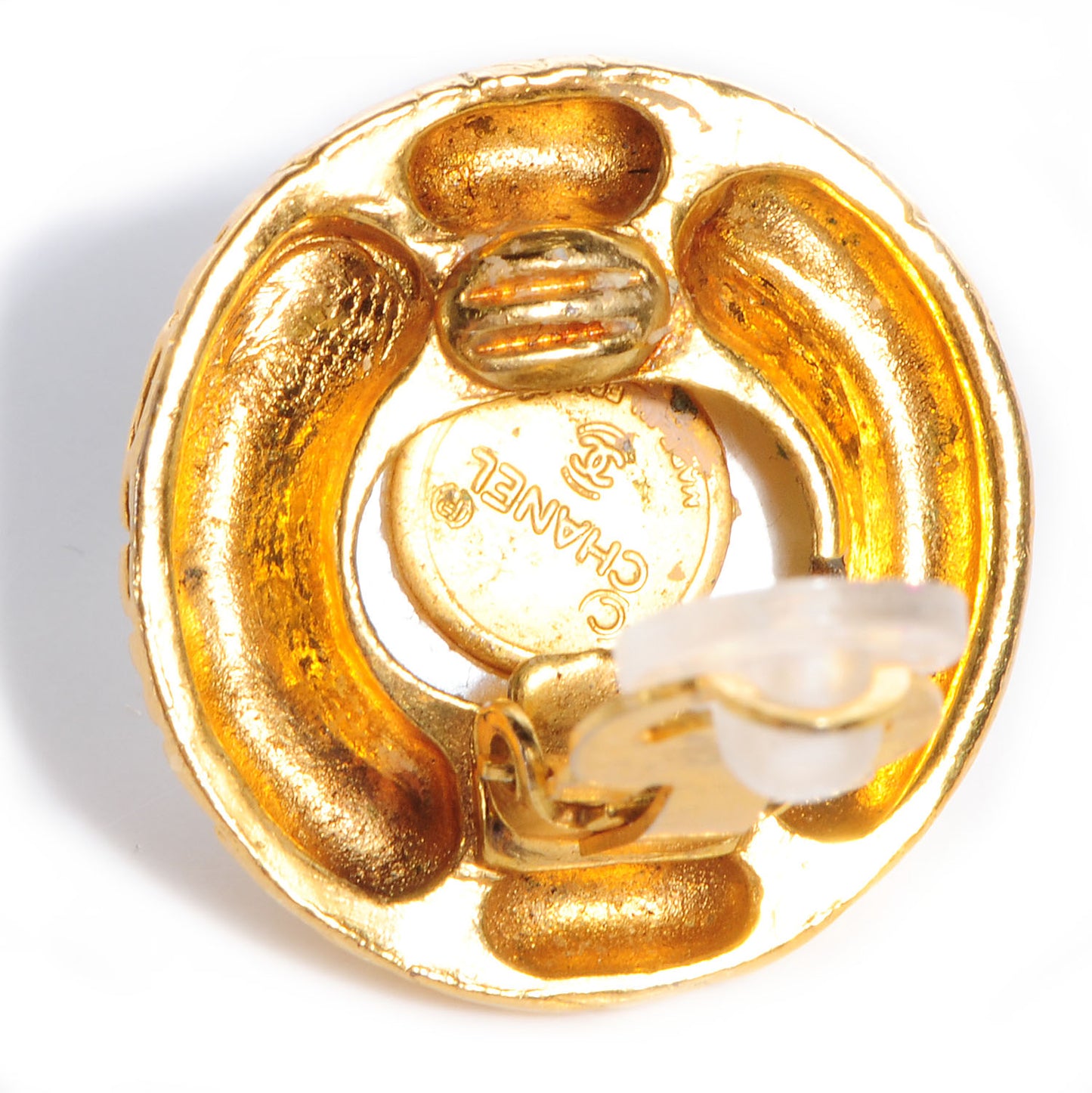 Pearl CC Clip On Earrings Gold