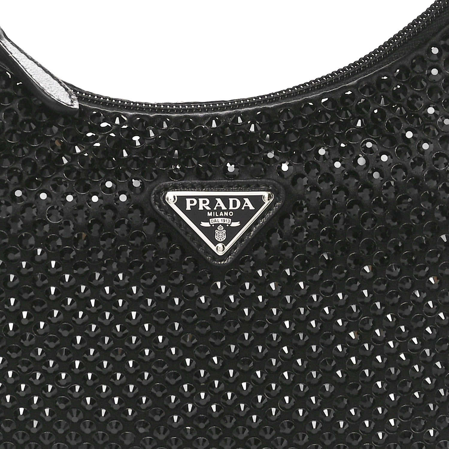 Prada Satin Crystal Mini Re-Edition 2000 Bag Black 7 of 9