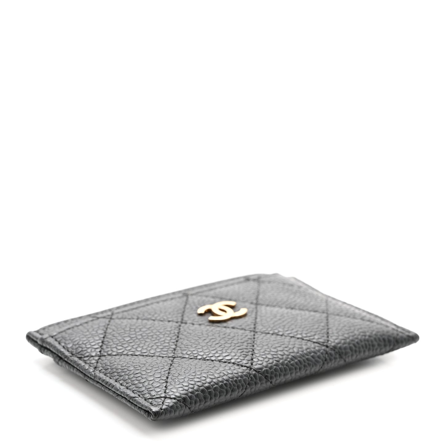 Caviar Quilted Card Holder Black