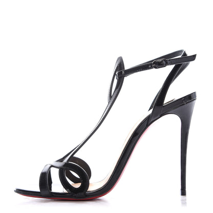 Christian Louboutin Patent Double L 100 T-Strap Sandals 36.5 Black 1 of 7