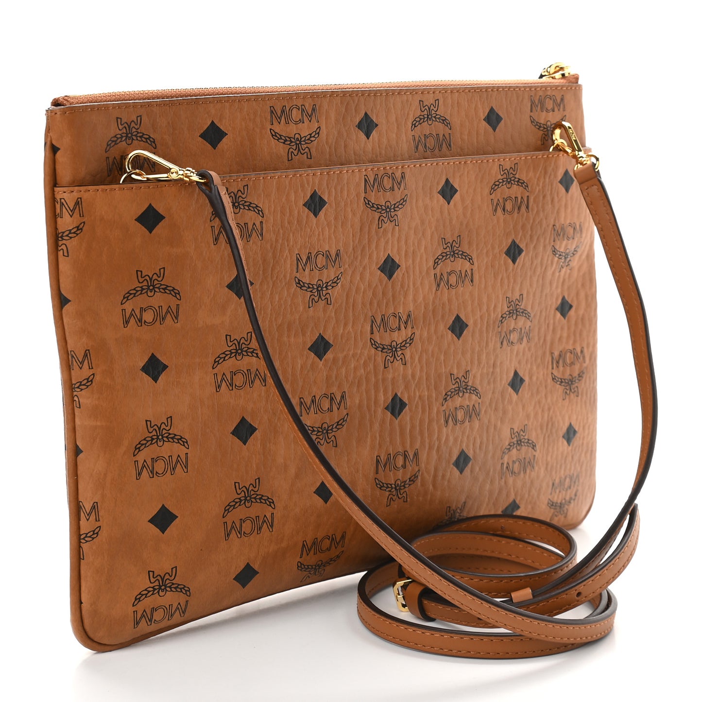 Visetos Medium Crossbody Pouch Cognac