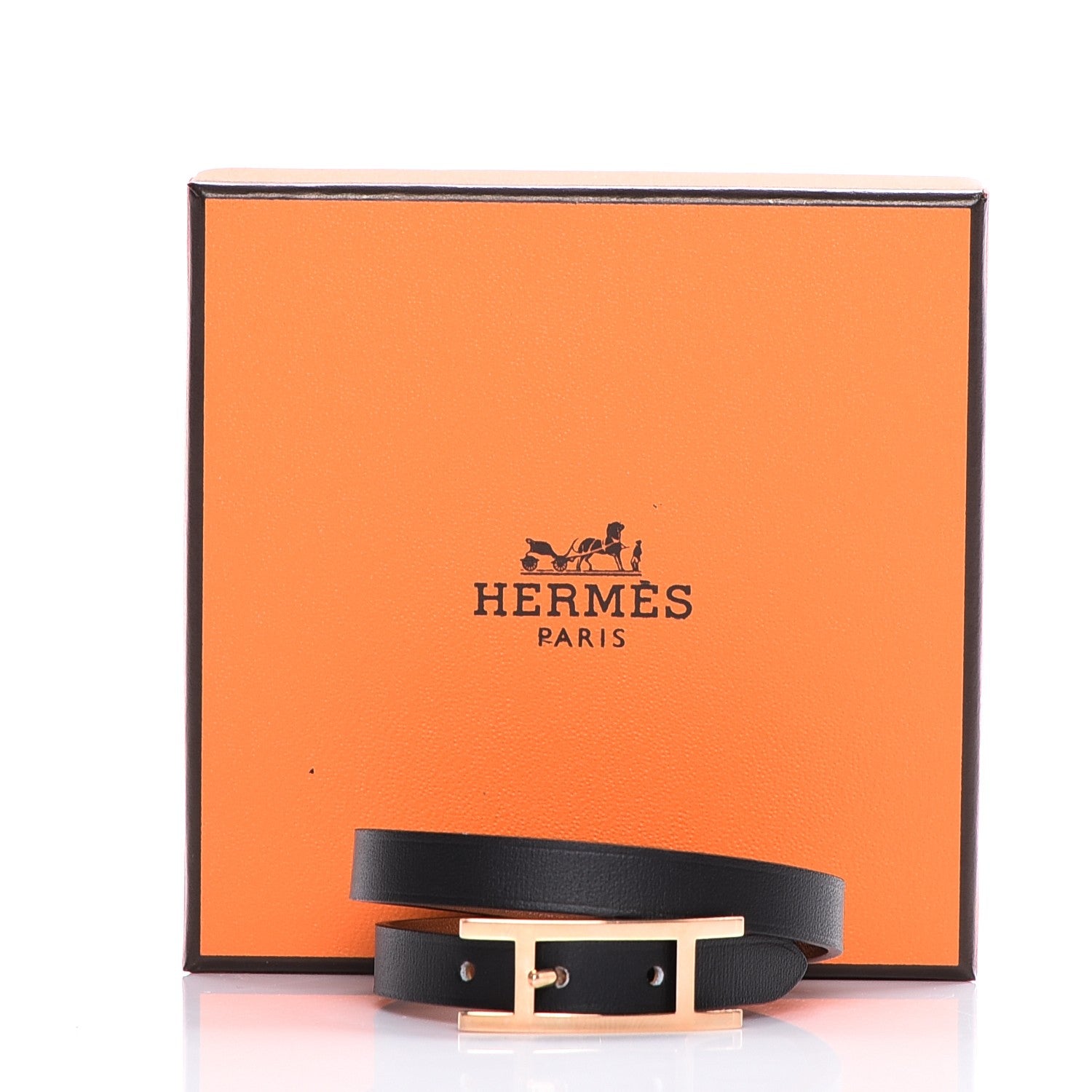 Hermes Chamonix Tadelakt Behapi Double Tour Reversible Bracelet T2 Black Fauve 6 of 6
