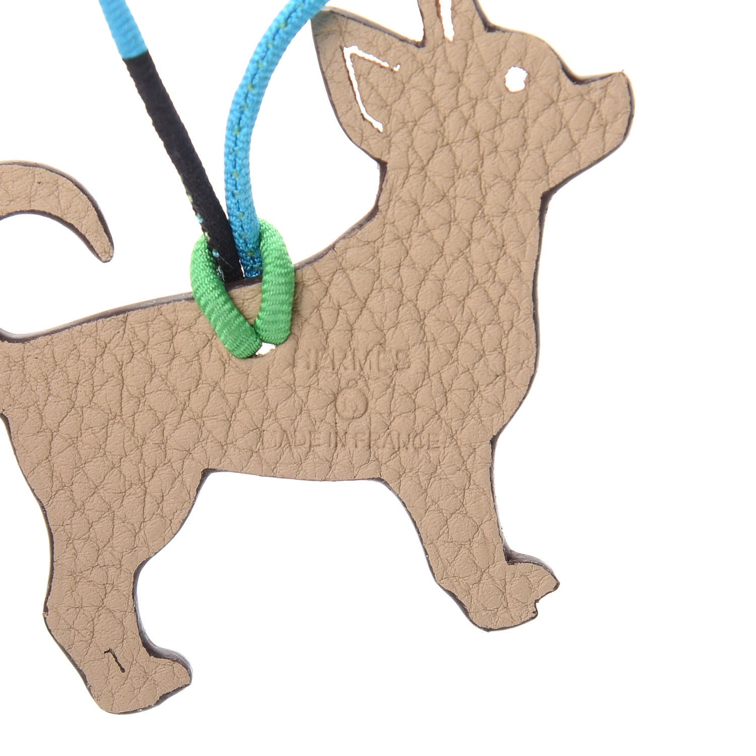 Hermes Togo Epsom Petit H Dog Bag Charm Etoupe Orange 3 of 4