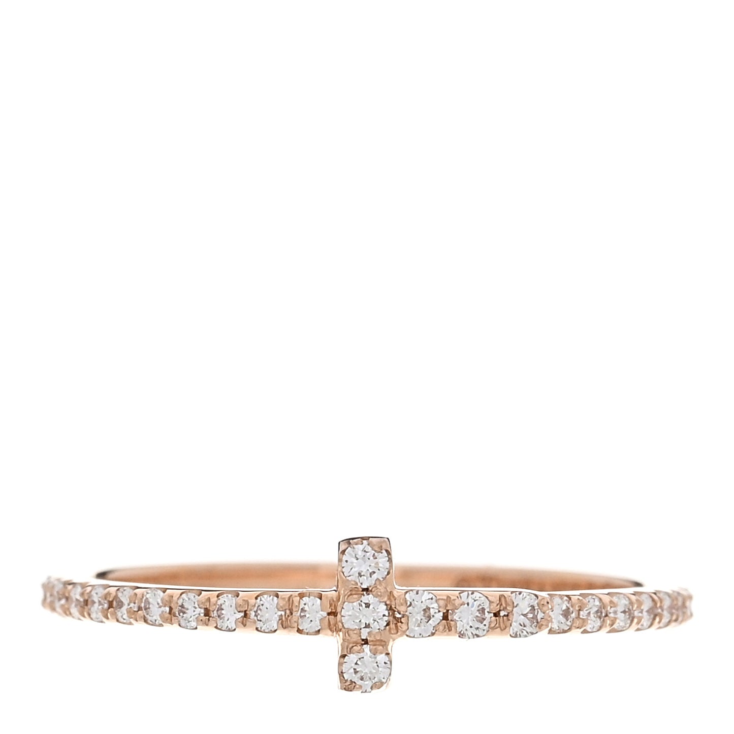 18K Rose Gold Diamond T Wire Pave Ring 50 5.5