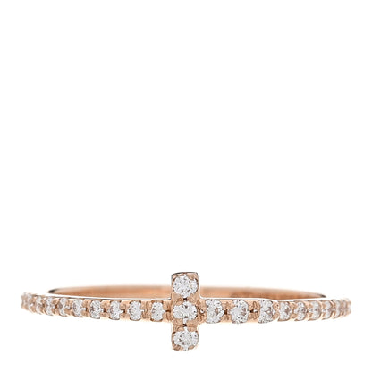 Tiffany 18K Rose Gold Diamond T Wire Pave Ring 50 5.5 1 of 4
