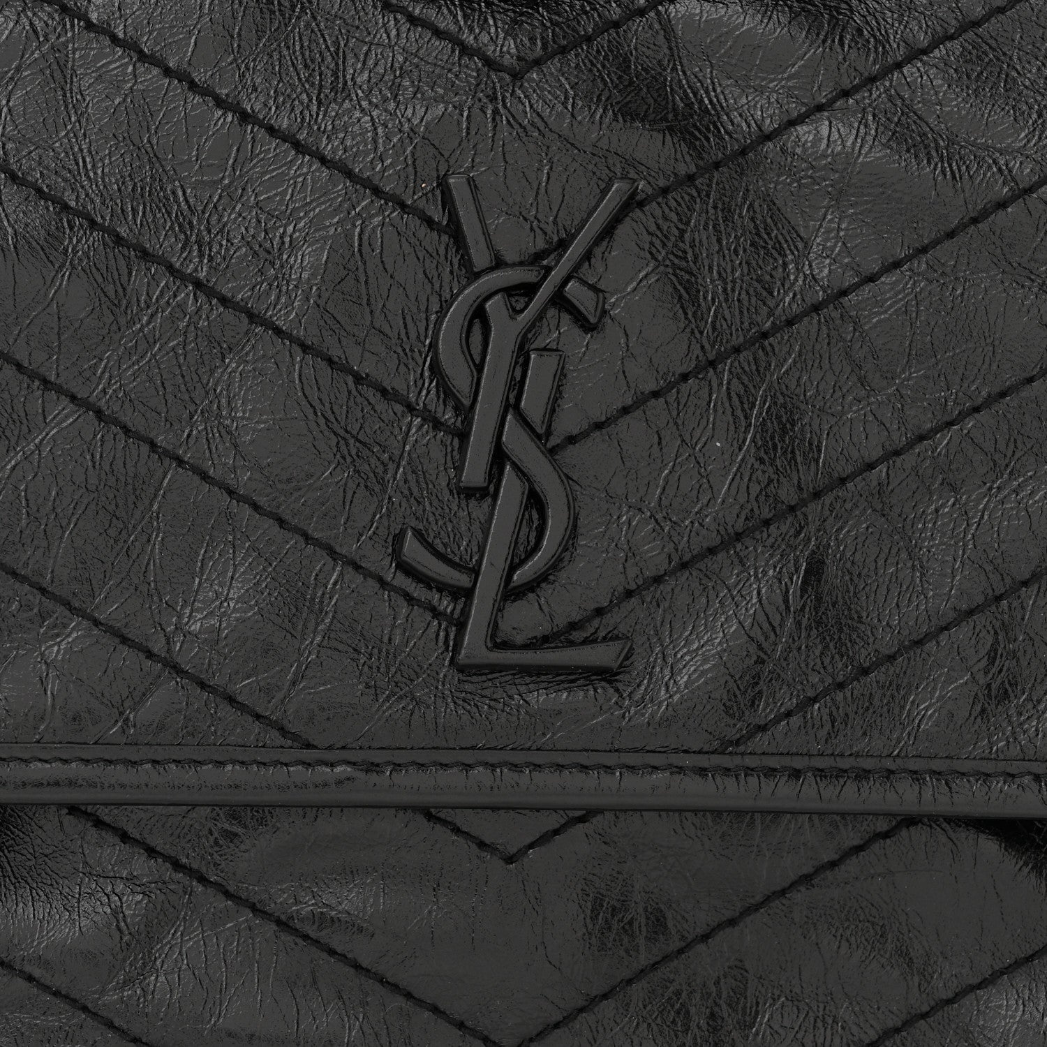 Saint Laurent SAINT LAURENT Crinkled Calfskin Matelasse Monogram Medium Niki Chain Satchel Black 7 of 9