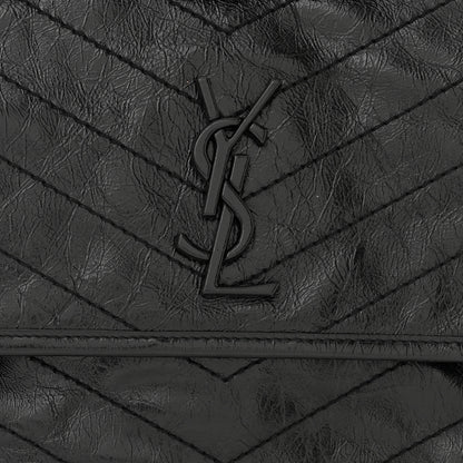 Saint Laurent SAINT LAURENT Crinkled Calfskin Matelasse Monogram Medium Niki Chain Satchel Black 7 of 9