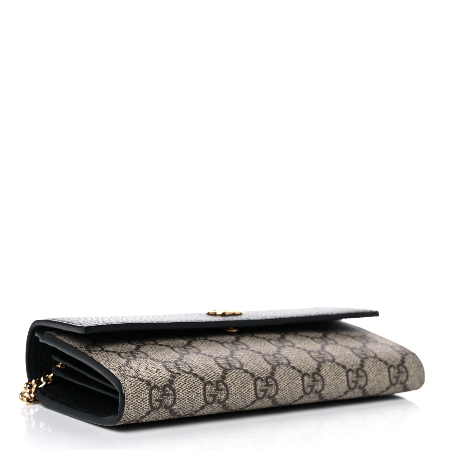 Dollar Calfskin GG Supreme Monogram Petite GG Marmont Wallet Chain Bag Black Beige Ebony