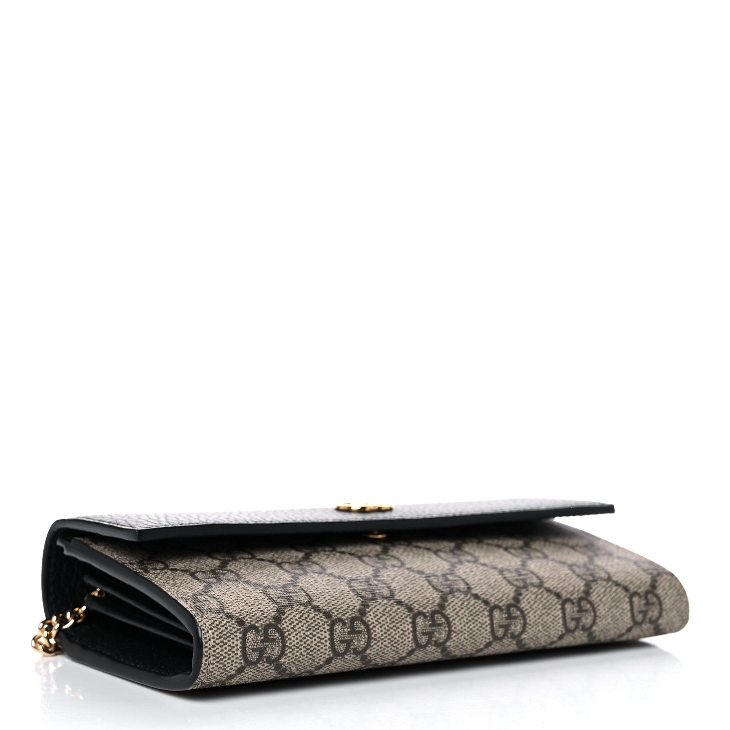 Gucci Dollar Calfskin GG Supreme Monogram Petite GG Marmont Wallet Chain Bag Black Beige Ebony 4 of 11
