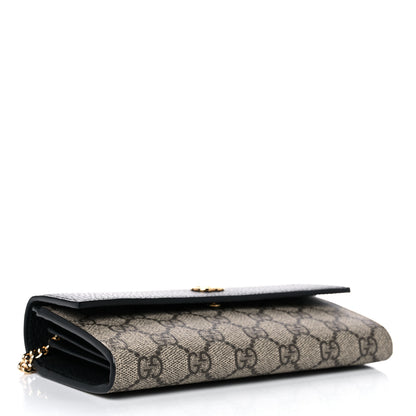 Gucci Dollar Calfskin GG Supreme Monogram Petite GG Marmont Wallet Chain Bag Black Beige Ebony 4 of 11