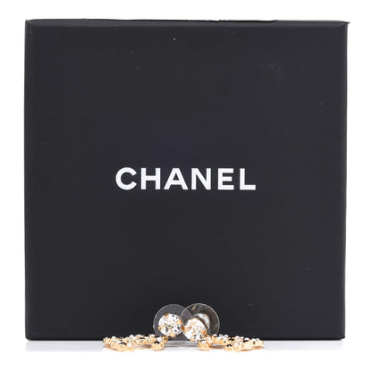 Chanel Resin Crystal Pearl CC Drop Earrings Gold Black 5 of 5