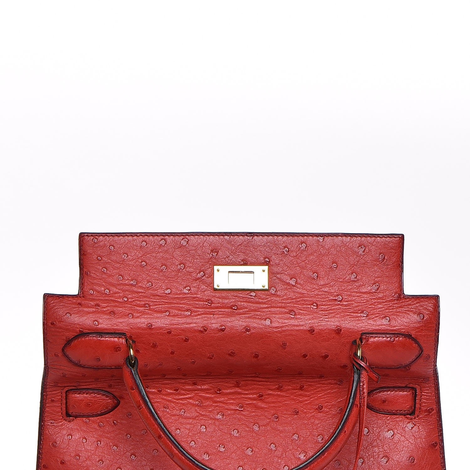 Hermes Ostrich Kelly Sellier 28 Rouge Vif 14 of 36
