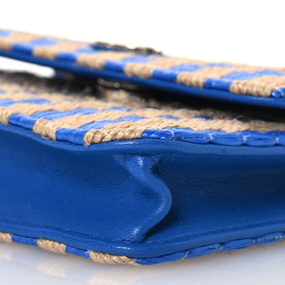 Chanel Raffia Jute Striped Belt Bag Blue Beige 11 of 14