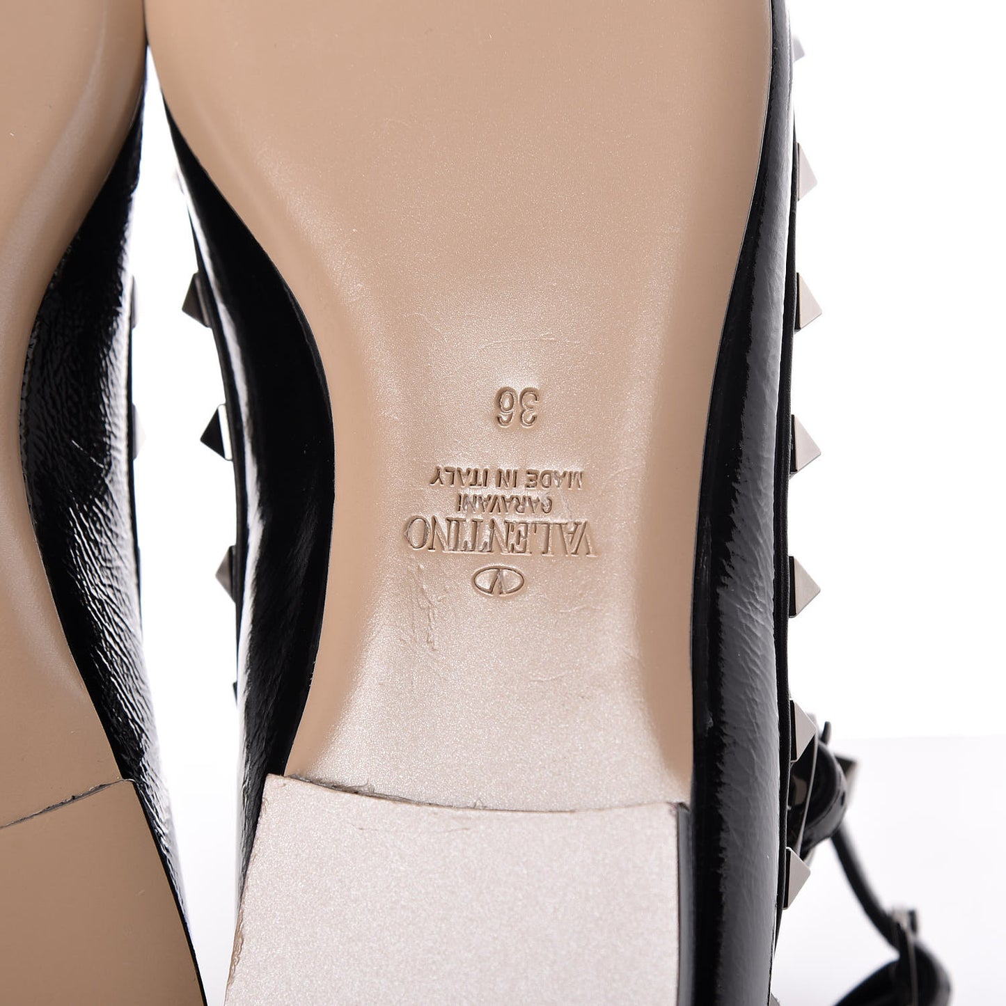Patent Rockstud Cage Ballerina Flats 36 Black