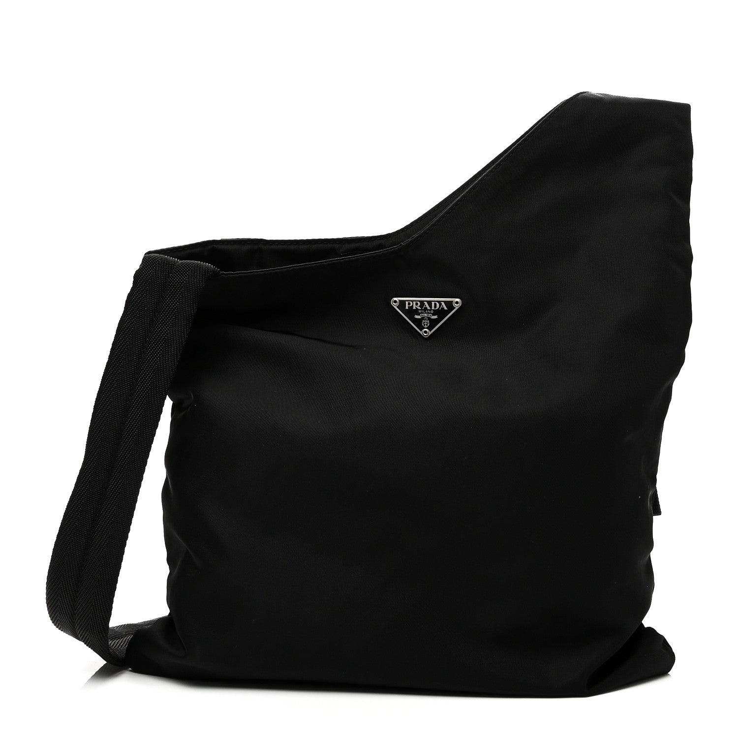 Prada Tessuto Nylon Saffiano Flat Messenger Bag Black 1 of 9