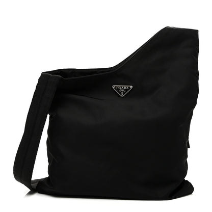 Prada Tessuto Nylon Saffiano Flat Messenger Bag Black 1 of 9