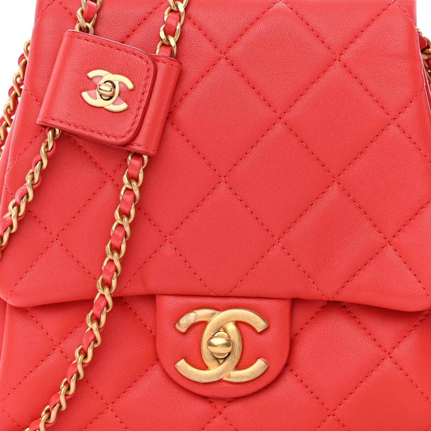 Lambskin Quilted Side-Packs Red