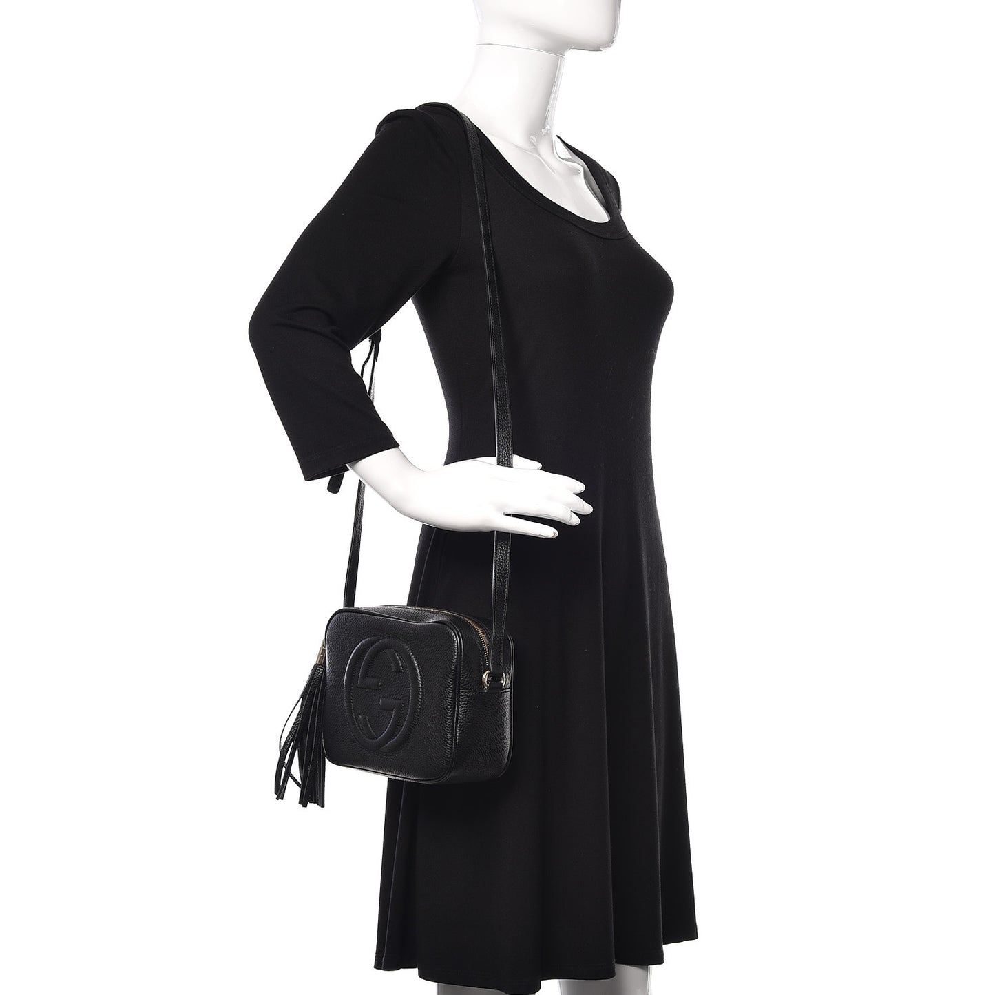 Pebbled Calfskin Small Soho Disco Bag Black