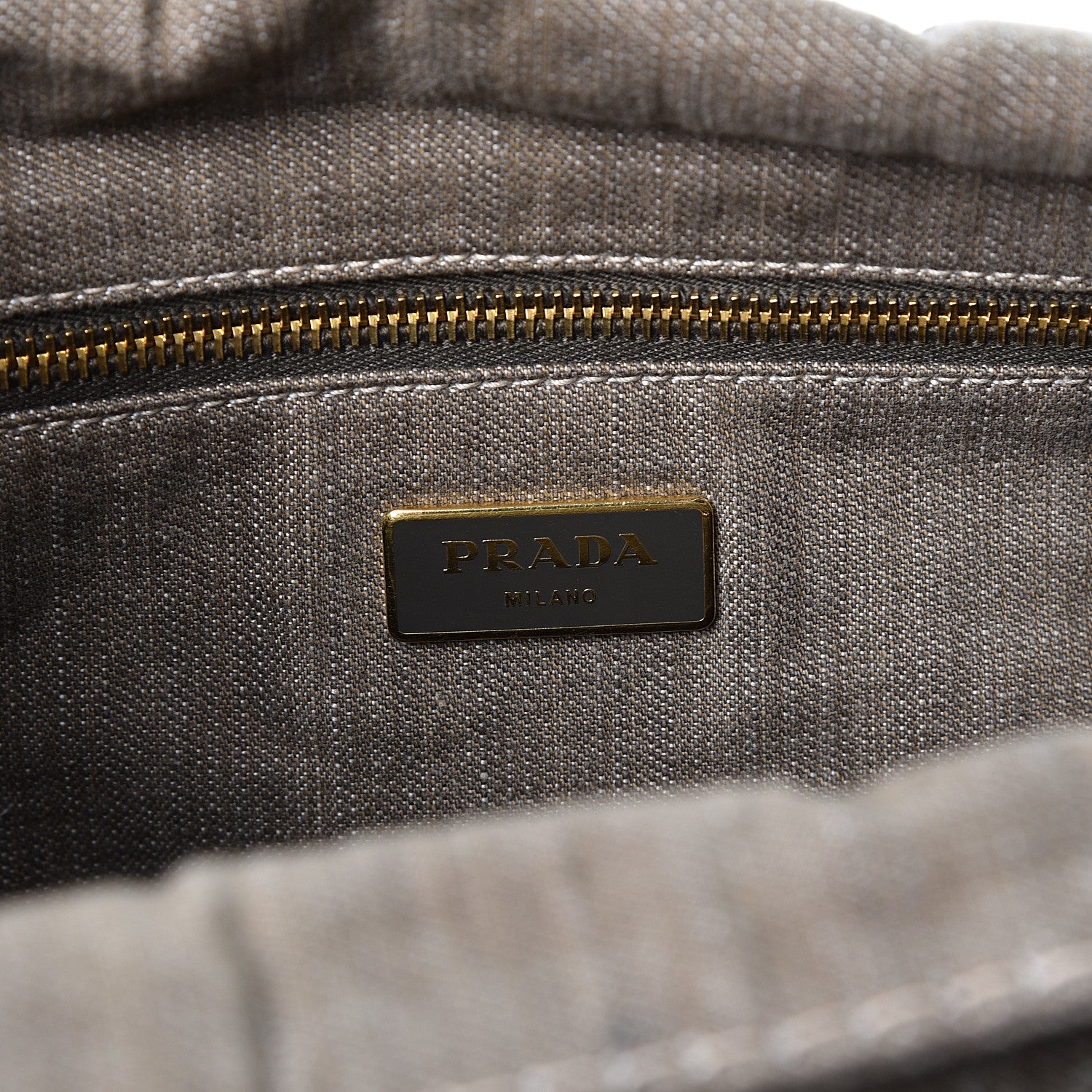 Prada Denim Logo Tote Militare 5 of 8