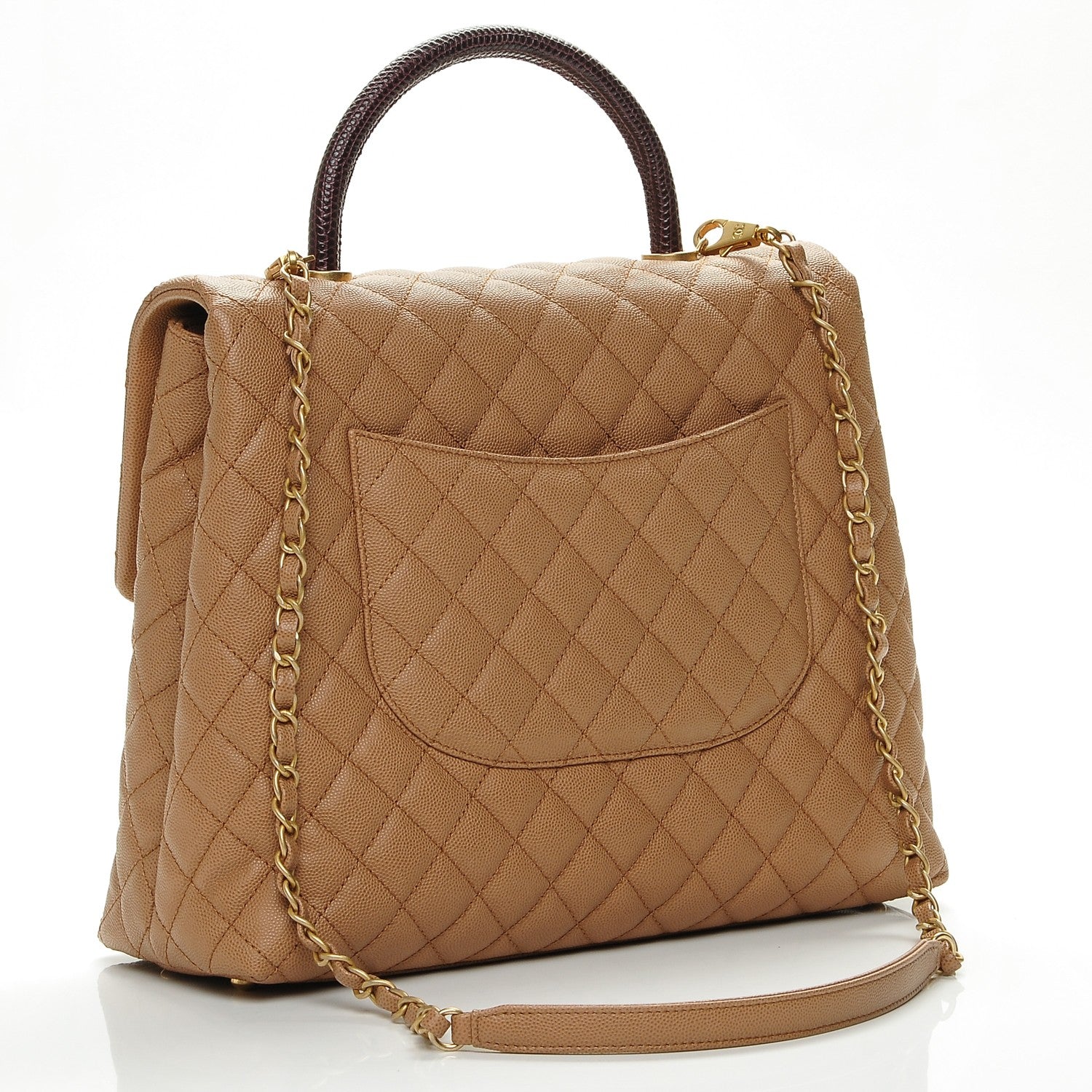 Chanel Caviar Lizard Quilted Large Coco Handle Flap Beige 3 of 7