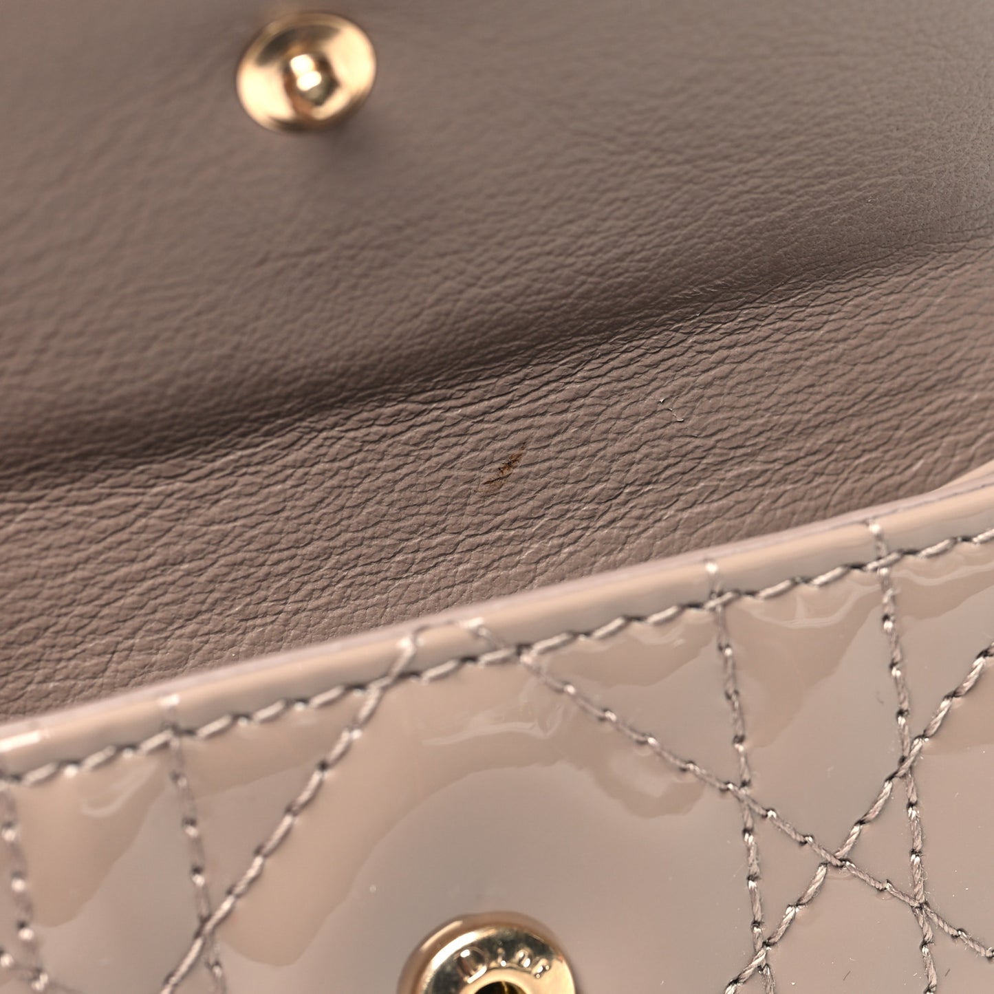 Patent Cannage Lady Dior Lotus Wallet Warm Taupe